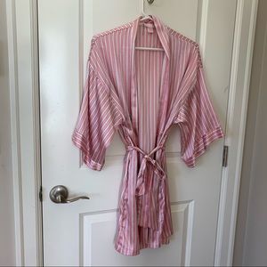 Pink & white striped Victoria’s Secret satin robe
